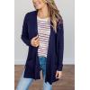 MEROKEETY Women’s Long Sleeve Cardigan Sweaters Open Front Waffle Knit Cozy Sweater Coat with Pockets(Navy)