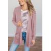 MEROKEETY Women’s Long Sleeve Cardigan Sweaters Open Front Waffle Knit Cozy Sweater Coat with Pockets(Pink)