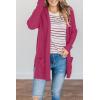 MEROKEETY Women’s Long Sleeve Cardigan Sweaters Open Front Waffle Knit Cozy Sweater Coat with Pockets(Plum)