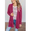 MEROKEETY Women’s Long Sleeve Cardigan Sweaters Open Front Waffle Knit Cozy Sweater Coat with Pockets(Plum)