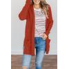 MEROKEETY Women’s Long Sleeve Cardigan Sweaters Open Front Waffle Knit Cozy Sweater Coat with Pockets(Rust)