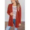 MEROKEETY Women’s Long Sleeve Cardigan Sweaters Open Front Waffle Knit Cozy Sweater Coat with Pockets(Rust)