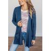 MEROKEETY Women’s Long Sleeve Cardigan Sweaters Open Front Waffle Knit Cozy Sweater Coat with Pockets(Teal)