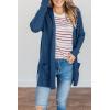 MEROKEETY Women’s Long Sleeve Cardigan Sweaters Open Front Waffle Knit Cozy Sweater Coat with Pockets(Teal)