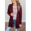 MEROKEETY Women’s Long Sleeve Cardigan Sweaters Open Front Waffle Knit Cozy Sweater Coat with Pockets(Wine)