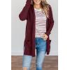 MEROKEETY Women’s Long Sleeve Cardigan Sweaters Open Front Waffle Knit Cozy Sweater Coat with Pockets(Wine)