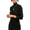 MEROKEETY Women’s Long Sleeve Sweater Dress 2025 High Neck Slim Fit Ribbed Knit Midi Winter Dresses(Black)