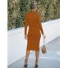 MEROKEETY Women’s Long Sleeve Sweater Dress 2025 High Neck Slim Fit Ribbed Knit Midi Winter Dresses(Brown)