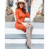 MEROKEETY Women’s Long Sleeve Sweater Dress 2025 High Neck Slim Fit Ribbed Knit Midi Winter Dresses(Caramel)