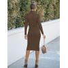 MEROKEETY Women’s Long Sleeve Sweater Dress 2025 High Neck Slim Fit Ribbed Knit Midi Winter Dresses(Coffee)
