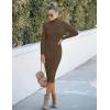 MEROKEETY Women’s Long Sleeve Sweater Dress 2025 High Neck Slim Fit Ribbed Knit Midi Winter Dresses(Coffee)