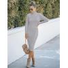 MEROKEETY Women’s Long Sleeve Sweater Dress 2025 High Neck Slim Fit Ribbed Knit Midi Winter Dresses(Grey)