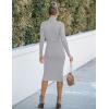MEROKEETY Women’s Long Sleeve Sweater Dress 2025 High Neck Slim Fit Ribbed Knit Midi Winter Dresses(Grey)