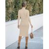 MEROKEETY Women’s Long Sleeve Sweater Dress 2025 High Neck Slim Fit Ribbed Knit Midi Winter Dresses(Khaki)