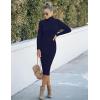 MEROKEETY Women’s Long Sleeve Sweater Dress 2025 High Neck Slim Fit Ribbed Knit Midi Winter Dresses(Navy)