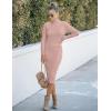 MEROKEETY Women’s Long Sleeve Sweater Dress 2025 High Neck Slim Fit Ribbed Knit Midi Winter Dresses(Pink)