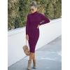 MEROKEETY Women’s Long Sleeve Sweater Dress 2025 High Neck Slim Fit Ribbed Knit Midi Winter Dresses(Plum)
