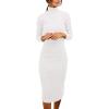 MEROKEETY Women’s Long Sleeve Sweater Dress 2025 High Neck Slim Fit Ribbed Knit Midi Winter Dresses(White)