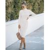 MEROKEETY Women’s Long Sleeve Sweater Dress 2025 High Neck Slim Fit Ribbed Knit Midi Winter Dresses(White)