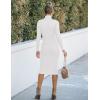 MEROKEETY Women’s Long Sleeve Sweater Dress 2025 High Neck Slim Fit Ribbed Knit Midi Winter Dresses(White)