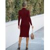 MEROKEETY Women’s Long Sleeve Sweater Dress 2025 High Neck Slim Fit Ribbed Knit Midi Winter Dresses(Wine)