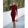 MEROKEETY Women’s Long Sleeve Sweater Dress 2025 High Neck Slim Fit Ribbed Knit Midi Winter Dresses(Wine)
