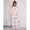 MEROKEETY Women’s Lounge Sets 2026 Fall Fashion 2 Piece Outfits Sweater Pajama Set Fuzzy Loungewear Matching Winter Clothes(Bowbeige)
