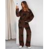 MEROKEETY Women’s Lounge Sets 2026 Fall Fashion 2 Piece Outfits Sweater Pajama Set Fuzzy Loungewear Matching Winter Clothes(Bowcoffee)