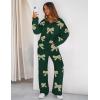 MEROKEETY Women’s Lounge Sets 2026 Fall Fashion 2 Piece Outfits Sweater Pajama Set Fuzzy Loungewear Matching Winter Clothes(Bowgreen)