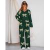 MEROKEETY Women’s Lounge Sets 2026 Fall Fashion 2 Piece Outfits Sweater Pajama Set Fuzzy Loungewear Matching Winter Clothes(Bowgreen)