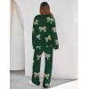 MEROKEETY Women’s Lounge Sets 2026 Fall Fashion 2 Piece Outfits Sweater Pajama Set Fuzzy Loungewear Matching Winter Clothes(Bowgreen)