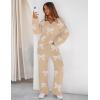 MEROKEETY Women’s Lounge Sets 2026 Fall Fashion 2 Piece Outfits Sweater Pajama Set Fuzzy Loungewear Matching Winter Clothes(Bowkhaki)