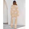 MEROKEETY Women’s Lounge Sets 2026 Fall Fashion 2 Piece Outfits Sweater Pajama Set Fuzzy Loungewear Matching Winter Clothes(Bowkhaki)