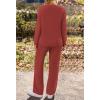 MEROKEETY Women’s Lounge Sets 2026 Fall Fashion 2 Piece Outfits Sweater Pajama Set Fuzzy Loungewear Matching Winter Clothes(Brickred)