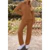 MEROKEETY Women’s Lounge Sets 2026 Fall Fashion 2 Piece Outfits Sweater Pajama Set Fuzzy Loungewear Matching Winter Clothes(Brown)