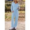 MEROKEETY Women’s Lounge Sets 2026 Fall Fashion 2 Piece Outfits Sweater Pajama Set Fuzzy Loungewear Matching Winter Clothes(Lightblue)