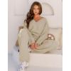 MEROKEETY Women’s Lounge Sets 2026 Fall Fashion 2 Piece Outfits Sweater Pajama Set Fuzzy Loungewear Matching Winter Clothes(Lightkhaki)