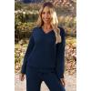 MEROKEETY Women’s Lounge Sets 2026 Fall Fashion 2 Piece Outfits Sweater Pajama Set Fuzzy Loungewear Matching Winter Clothes(Navy)