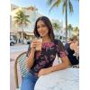 MEROKEETY Women’s Mesh Floral Tops Summer 2026 Ruched Ruffle Short Sleeve Crew Neck Trendy Going Out Blouse(Black)