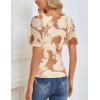 MEROKEETY Women’s Mesh Floral Tops Summer 2026 Ruched Ruffle Short Sleeve Crew Neck Trendy Going Out Blouse(Khaki)