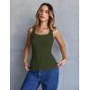 MEROKEETY Women’s Ribbed Knit Tank Tops 2026 Square Neck Sleeveless Summer Basic Shirts Sweater Vest(Armygreen)