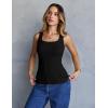 MEROKEETY Women’s Ribbed Knit Tank Tops 2026 Square Neck Sleeveless Summer Basic Shirts Sweater Vest(Black)