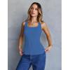 MEROKEETY Women’s Ribbed Knit Tank Tops 2026 Square Neck Sleeveless Summer Basic Shirts Sweater Vest(Blue)