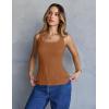 MEROKEETY Women’s Ribbed Knit Tank Tops 2026 Square Neck Sleeveless Summer Basic Shirts Sweater Vest(Caramel)
