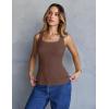 MEROKEETY Women’s Ribbed Knit Tank Tops 2026 Square Neck Sleeveless Summer Basic Shirts Sweater Vest(Coffee)