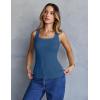 MEROKEETY Women’s Ribbed Knit Tank Tops 2026 Square Neck Sleeveless Summer Basic Shirts Sweater Vest(Dusty Blue)