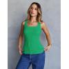 MEROKEETY Women’s Ribbed Knit Tank Tops 2026 Square Neck Sleeveless Summer Basic Shirts Sweater Vest(Grassgreen)