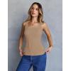 MEROKEETY Women’s Ribbed Knit Tank Tops 2026 Square Neck Sleeveless Summer Basic Shirts Sweater Vest(Khaki)
