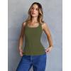 MEROKEETY Women’s Ribbed Knit Tank Tops 2026 Square Neck Sleeveless Summer Basic Shirts Sweater Vest(Olive)