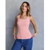 MEROKEETY Women’s Ribbed Knit Tank Tops 2026 Square Neck Sleeveless Summer Basic Shirts Sweater Vest(Pink)